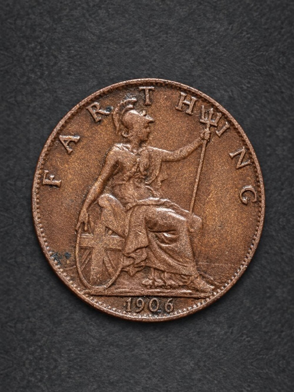 1906 Great Britain Farthing Edward VII Bronze Britannia Coin KM#792